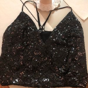 Bebe Women's Sequin Plunge Tank Top (M)